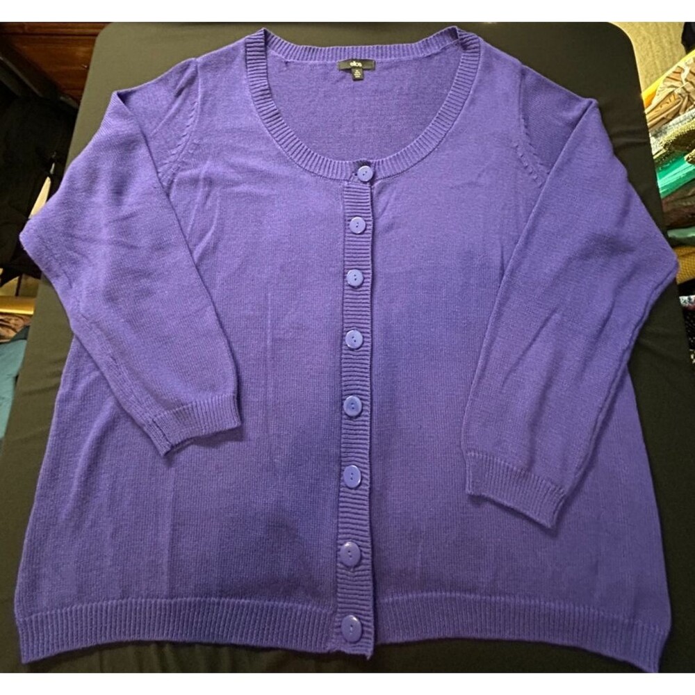 NWT Ellos Womens Plus Size 26 28 Cardigan Sweater Royal Cobalt Blue L/S